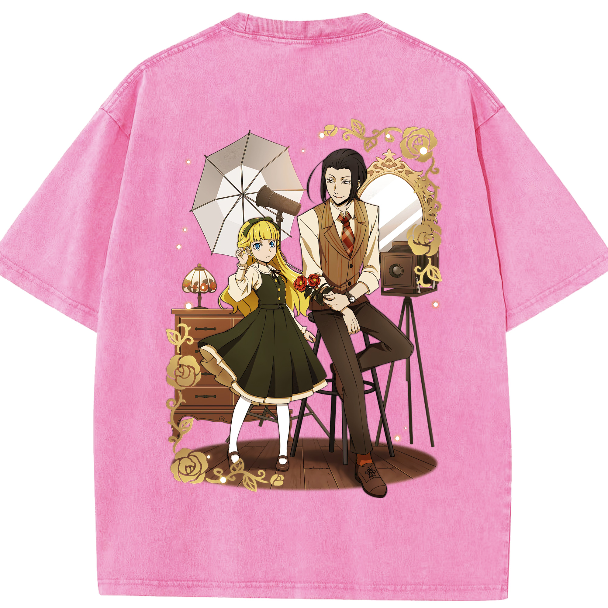 （画像用） 文豪ストレイドッグス Bungo Stray Dogs 綿100% ヴィンテージ風 半袖Tシャツ（背面プリント）